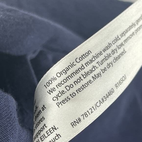 EILEEN FISHER Top M Slub Organic Cotton Jersey V-Neck Short Sleeve Blue - Picture 8 of 11